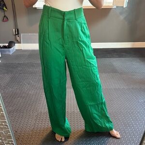 Zara Green Wide-Leg Pants